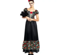 Costume Catrina abito lungo nero da donna