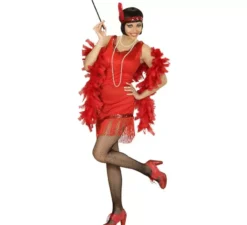 Costume Charleston rosso con copricapo per donna