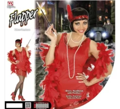 Costume Charleston rosso con copricapo per donna