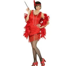 Costume Charleston rosso con copricapo per donna