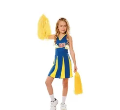Costume Cheerleader blu e giallo per bambina
