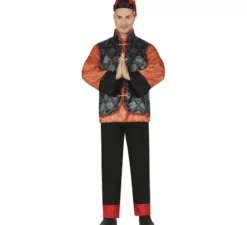 Costume cinese arancione per uomo