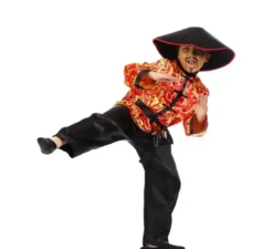 Costume cinese rosso con stampa infantile