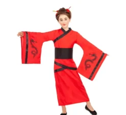Costume cinese rosso e nero per bambina