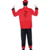 Costume cinese rosso e nero per uomo
