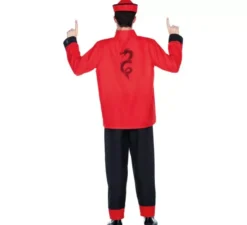 Costume cinese rosso e nero per uomo