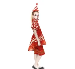 Costume classico da clown rosso per bambina