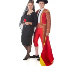 Costume classico da torero rosso e oro per uomo