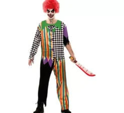 Costume clown multicolore sinistro per un uomo