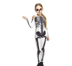 Costume completo da scheletro bianco per ragazze e adolescenti