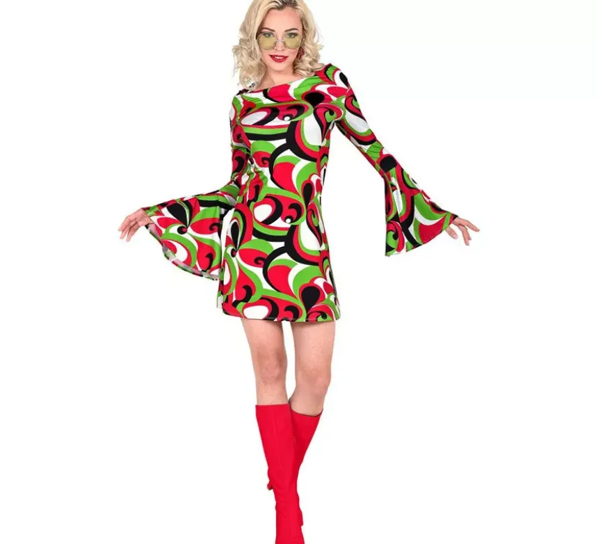 Costume da abito corto stile Groovy anni '70 da donna