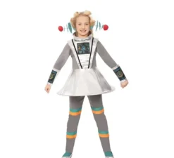 Costume da Agente spaziale grigio con braccialetti per bambina
