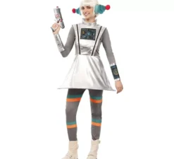 Costume da Agente spaziale grigio con braccialetti per donna