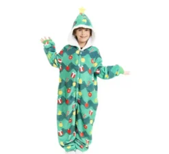 Costume da albero di Natale o pigiama con cappuccio per bambini