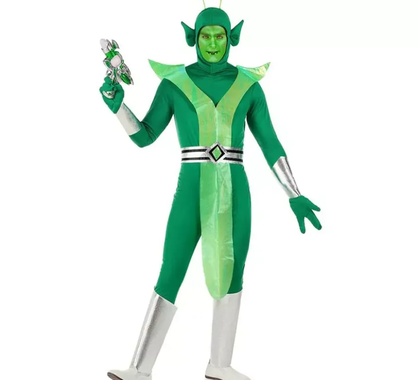 Costume da alieno verde e argento per uomo