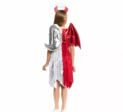 Costume da angelo e demone con ali e corna per bambina