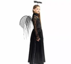 Costume da angelo nero con ali per bambina