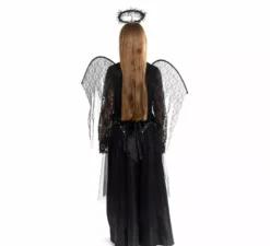 Costume da angelo nero con ali per bambina