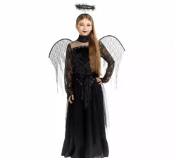 Costume da angelo nero con ali per bambina