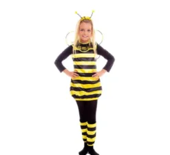 Costume da ape nero e giallo con ali per bambina