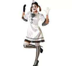 Costume da Arlecchino bianco e nero per donna