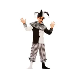 Costume da arlecchino in bianco e nero per un ragazzo