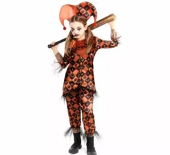Costume da Arlecchino Malevolo Arancione per Ragazze