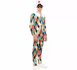 Costume da Arlecchino multicolore per uomo
