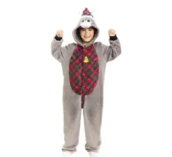 Costume da asino natalizio in tartan con cappuccio per bambini
