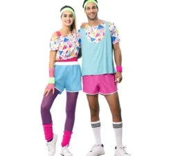 Costume da atleta anni '80 con polsini per donna
