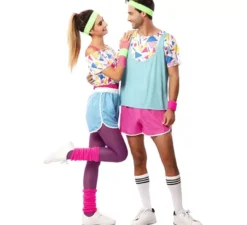 Costume da atleta anni '80 con polsini per donna