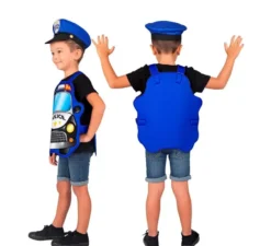 Costume da auto della polizia blu con cappello per bambino
