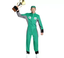 Costume da automobilista verde per uomo