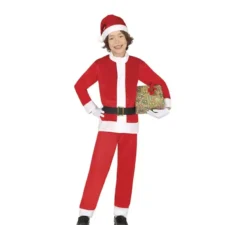 Costume da Babbo Natale rosso e bianco con cappello per bambino