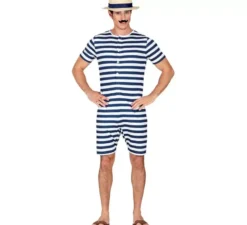 Costume da bagno retrò blu anni '50 per uomo