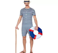 Costume da bagno retrò blu anni '50 per uomo