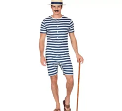 Costume da bagno retrò blu anni '50 per uomo
