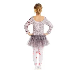 Costume da ballerina zombie grigia con copricapo per ragazze e adolescenti