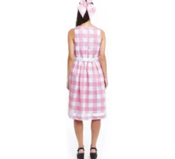 Costume da bambola a quadri rosa e bianco per donna