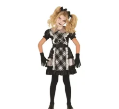 Costume da bambola di porcellana a quadretti per bambina