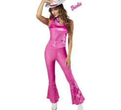 Costume da Barbie cowgirl rosa glitter per donna