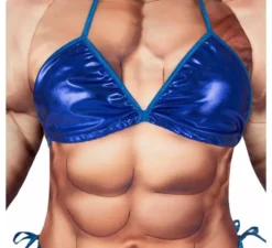 Costume da bodybuilder in costume da bagno blu per donna