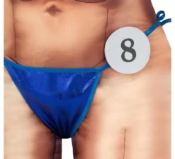 Costume da bodybuilder in costume da bagno blu per donna