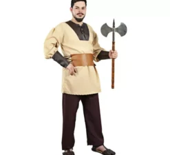 Costume da boscaiolo medievale con cintura per uomo