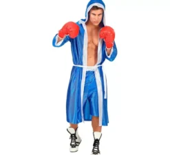 Costume da boxer bianco e blu per uomo