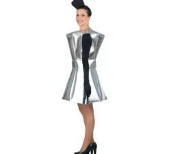 Costume da caffettiera in argento con copricapo per adulto