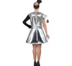 Costume da caffettiera in argento con copricapo per adulto