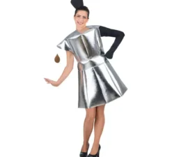 Costume da caffettiera in argento con copricapo per adulto