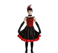 Costume da Can Can rosso e nero per bambina