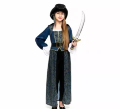 Costume da Capitano Pirata Blu per Bambina